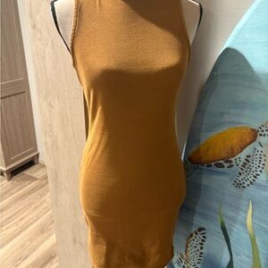 Sleeveless Mustard Bodycon Dress